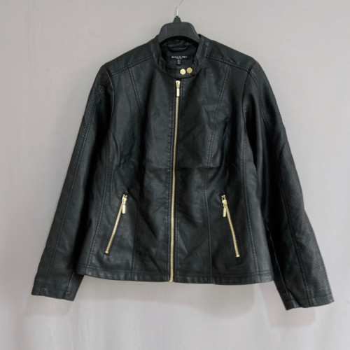 外单大码女装秋冬立领拉链皮衣外套短款夹克pu leather jacket