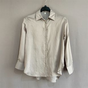 女装 striped 春夏季 宽松上衣tencel Shirt 天丝条纹衬衫 美单z大码