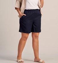 澳单Gr春夏季大码女装松紧高腰亚麻中裤五分裤女裤linen shorts