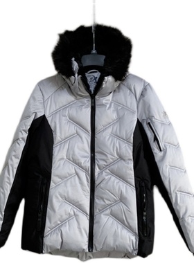 美单ZX大码女装秋冬季加厚毛领连帽棉衣faux fur quilted coat