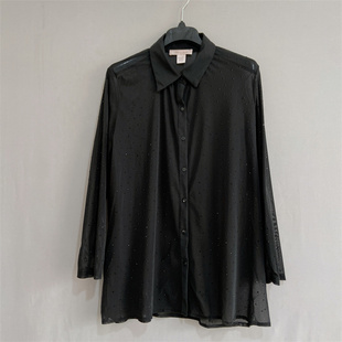女装 大码 九分袖 贴钻衬衫 Shirt 美单gol 衬衣防晒衣sleeve 春夏装