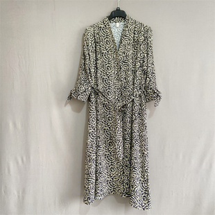 女装 大码 长款 腰带天丝衬衫 dress 瑞典单Hm 连衣裙shirt 春夏季