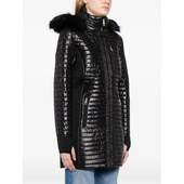 冬季 quilted 大码 毛领连帽棉衣faux 美单M hooded 女装 fur coat