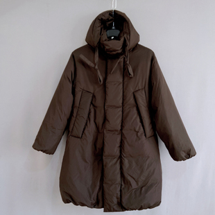 外单大码女装秋冬连帽羽绒服长款加厚外套hooded down jacket