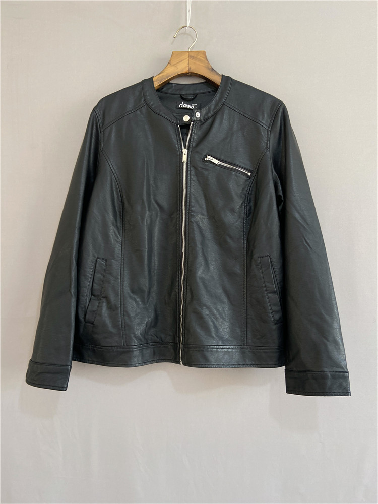 欧美单大码女装秋冬季PU皮夹克皮衣women plus size biker jacket-封面