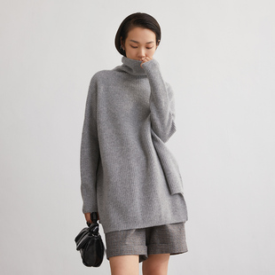 女设计感小众 纯羊绒高领开衩内搭打底针织衫 如意连云 秋冬新款