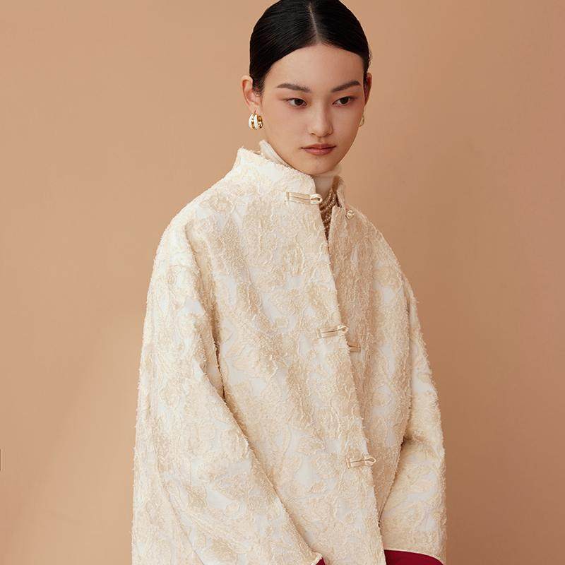 如意连云【景泱】立领对襟剪花夹棉外套女新中式国风撞色盘扣棉服,女装/女士精品,棉衣/棉服,淘宝优惠券,粉丝福利购,淘宝优惠卷