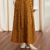 如意连云 国风高腰系带压褶大摆裙 提花半身裙女新中式 春秋装 新款