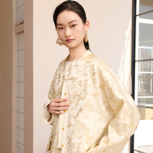 盘金刺绣醋酸缎面短外套女新中式 春新款 盘扣上衣 迦熠 如意连云