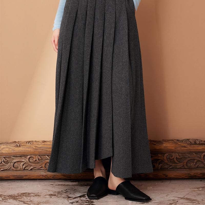 全羊毛粗花呢A字半身裙