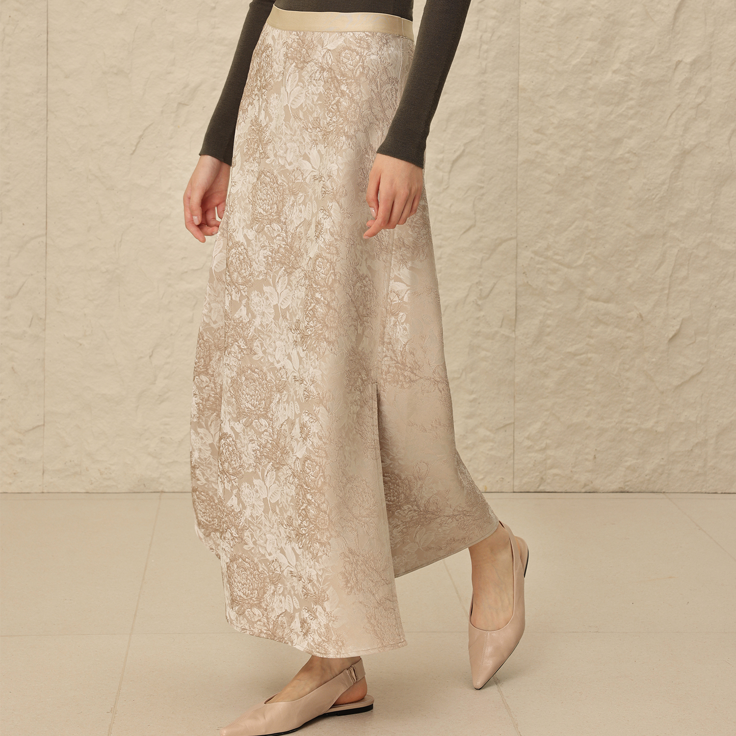 如意连云新中式缎面提花半裙