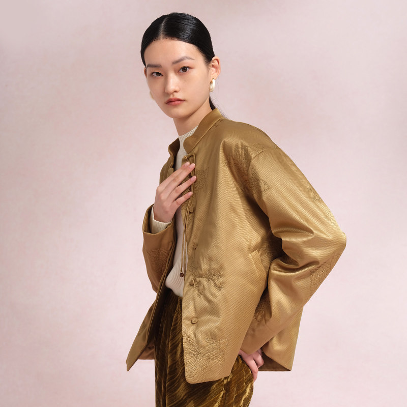 如意连云 秋冬新款真丝立领盘扣绣花夹棉短外套上衣女新中式棉服,女装/女士精品,棉衣/棉服,淘宝优惠券,粉丝福利购,淘宝优惠卷