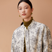 如意连云 口棉服 国风撞色翻袖 译绽 盘扣提花夹棉短外套女新中式
