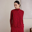 小立领提花马甲女新中式 冬款 国风玉石扣外穿坎肩 喜棠 如意连云