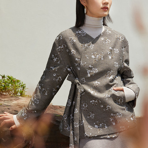 新中式提花系带短外套