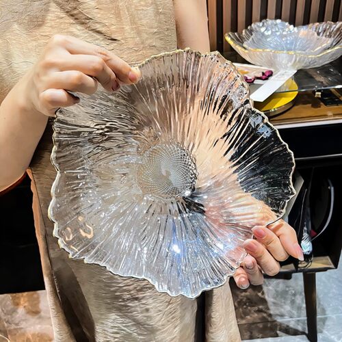 2023新款轻奢风金边玻璃水果盘