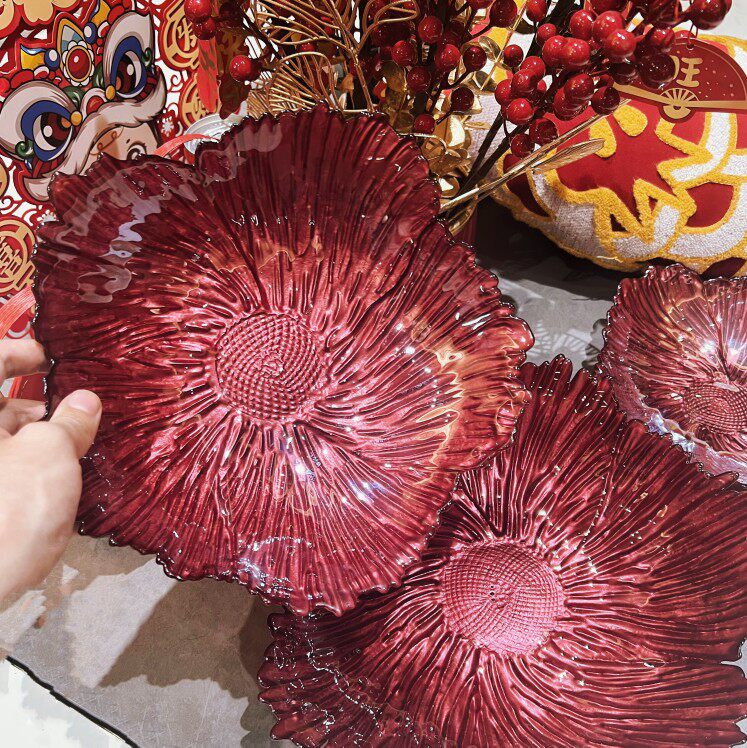 高端喜庆水晶玻璃果盘