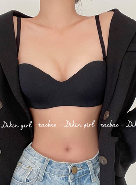 无痕内衣女可拆卸肩带抹胸防滑聚拢性感胸罩2024爆款简约光面文胸