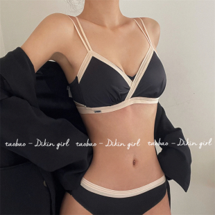 大胸显小内衣2026新款 薄款 三角杯光面胸罩无痕无钢圈文胸套装 夏季