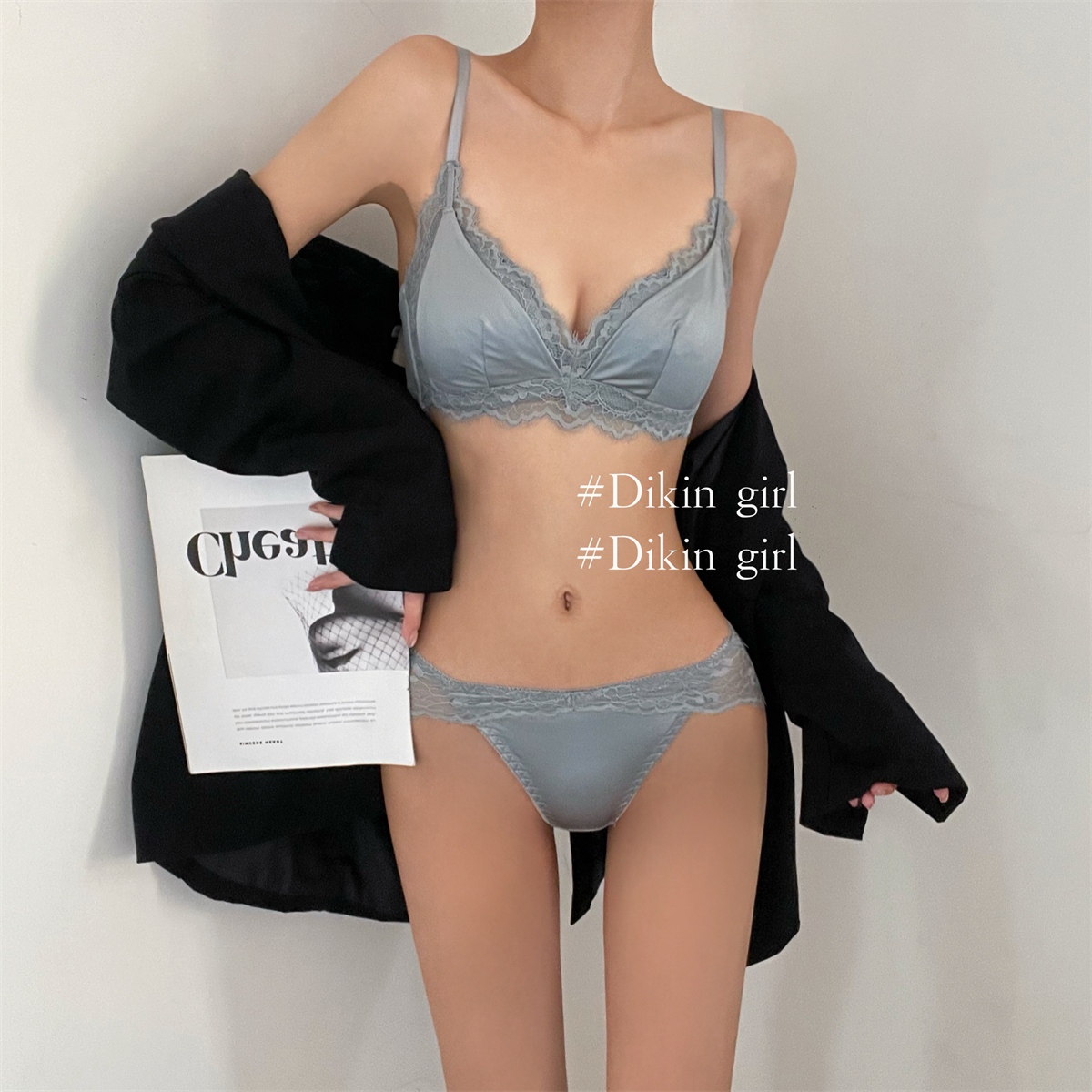 内衣女小胸聚拢秋冬无痕无钢圈白色性感女士胸罩蕾丝文胸套装法式