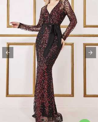 亮片缀饰女士时尚宴会连衣裙