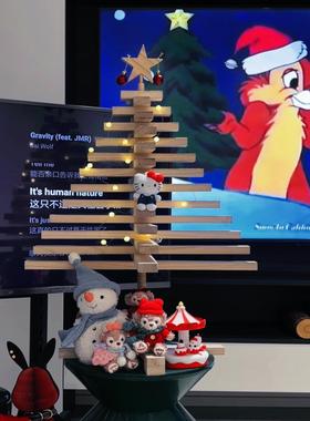 圣诞树木质创意百变发柴树家居装饰原木摆件节日礼物拍照氛围背景