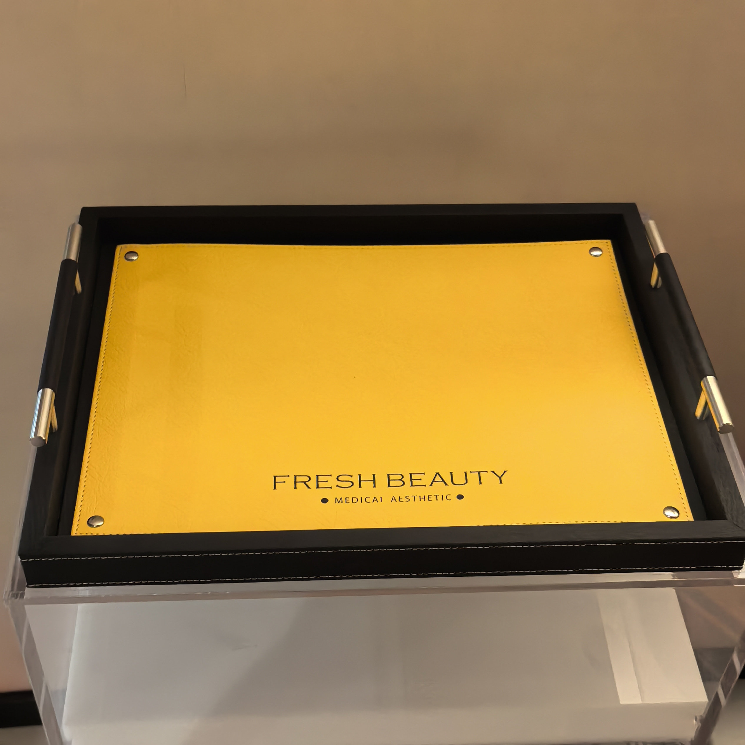 皮革托盘美容院专用托盘高档轻奢皮肤管理用托盘皮革Spa定制logo