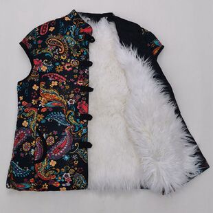 中老年羊毛马甲女皮毛一体背心加厚棉坎肩奶奶马夹妈妈装冬季棉衣