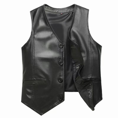 男士真皮马甲中老年春秋坎肩