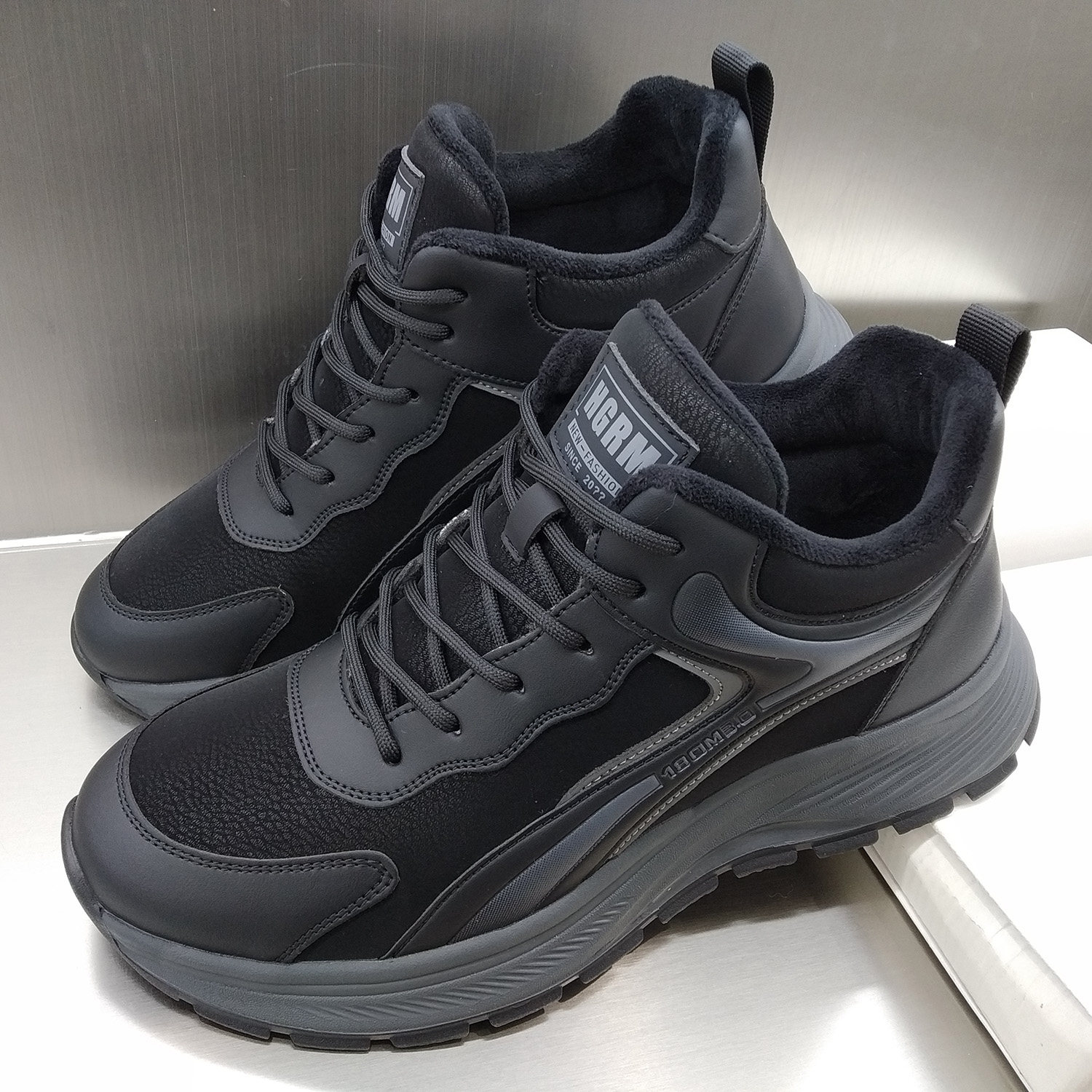 夏发男鞋2024冬季新款加绒保暖二棉鞋男士软底防水系带运动休闲鞋