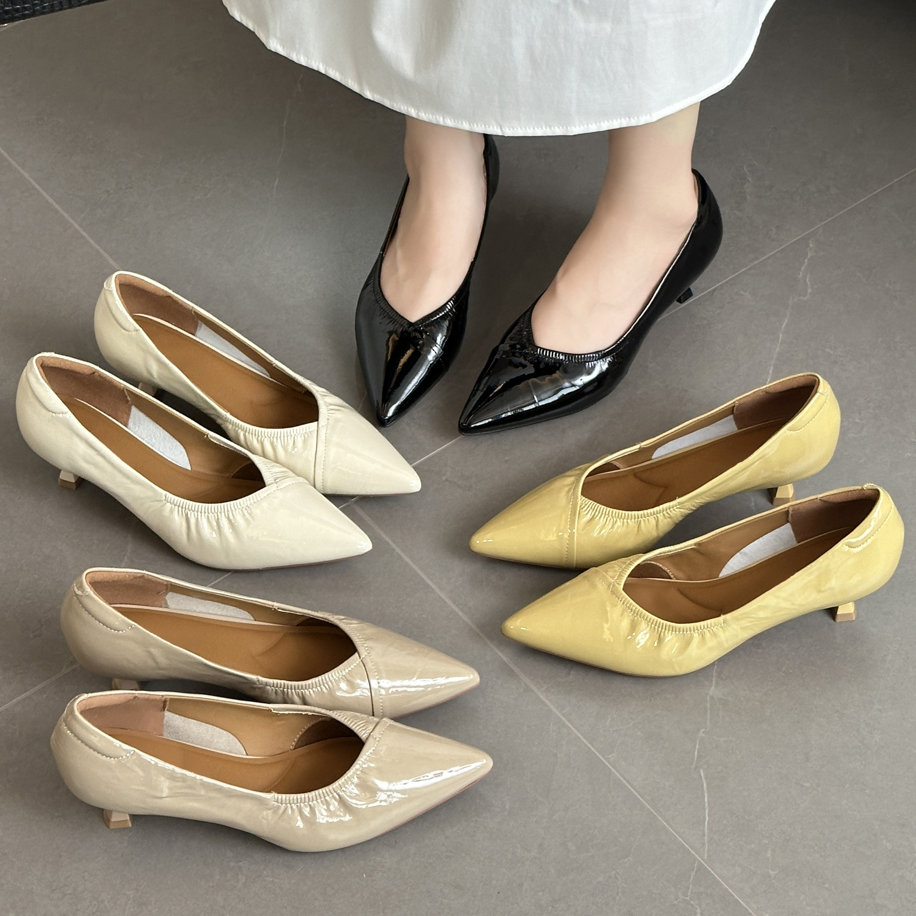 夏发真皮女鞋2025新款秋季法式时尚浅口尖头细跟职业单鞋工作皮鞋