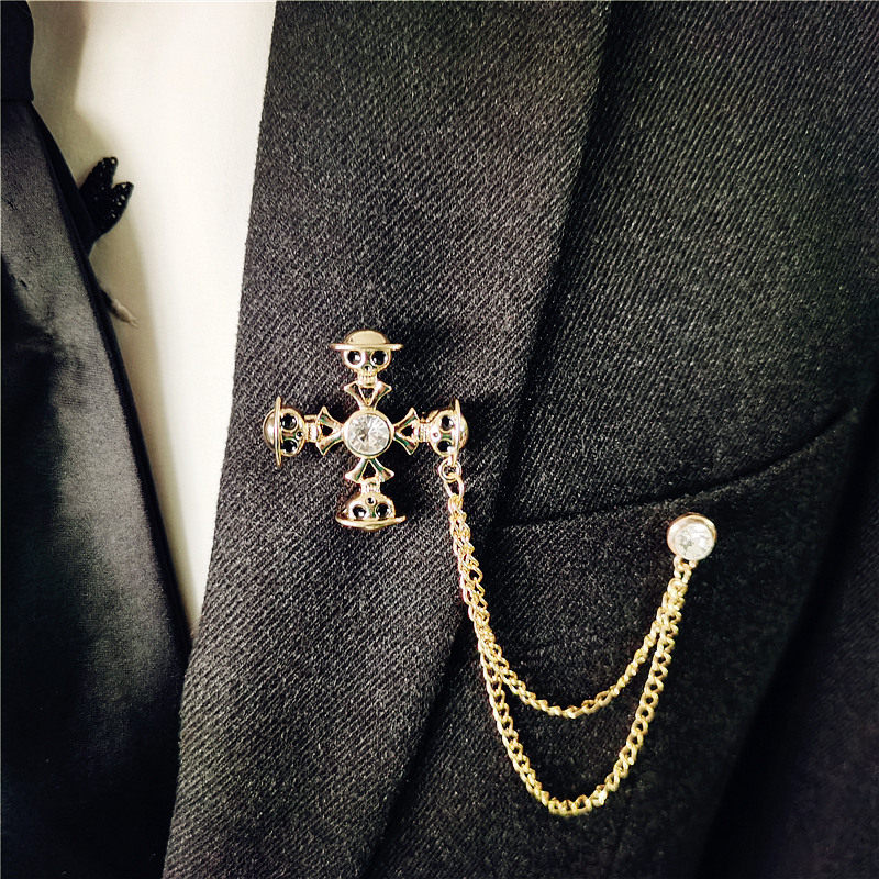 个性商务西服礼服胸针胸链装饰男