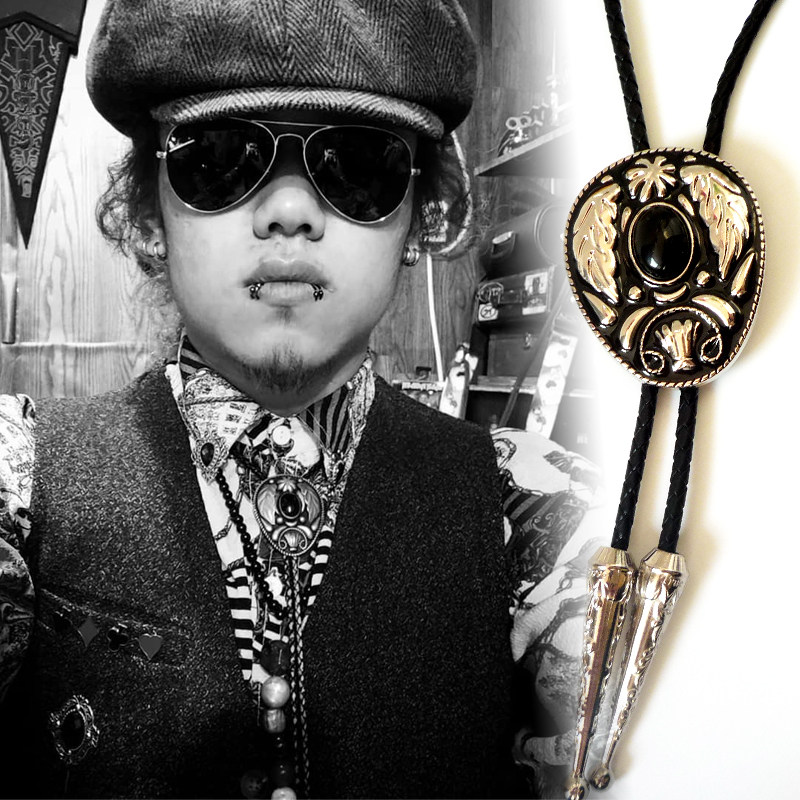 嘻哈潮男简约原创设计长款领绳猫鼠游戏黑色波洛项链百搭短袖配饰