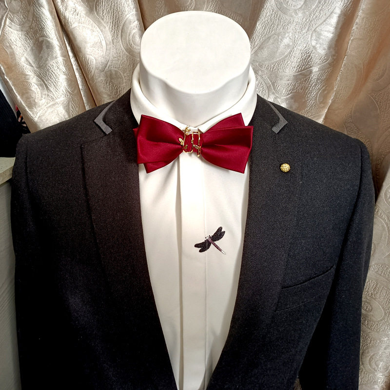 酒红色领结男士服装配件新郎饰品领带蝴蝶结伴郎韩版西装婚礼领花
