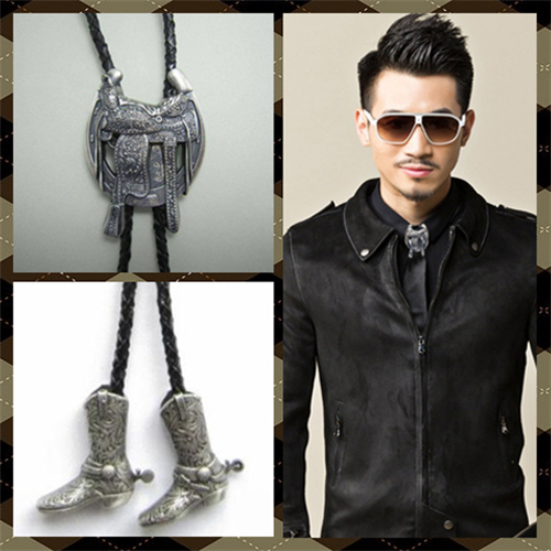 雕花项链外贸欧美女LINGJIE波洛SHOUGONG领带bolotie牛仔马鞍镀银