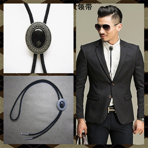 波洛领带男商务纯银黑玛瑙衬衣T恤项链饰品配SkySystem编织1米绳