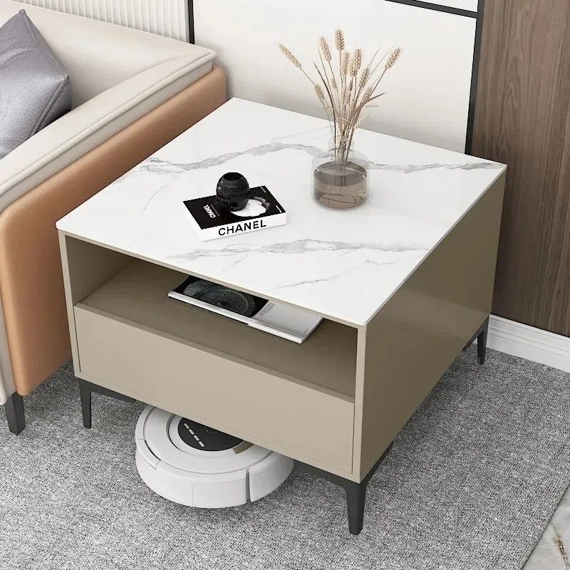 现代简约边几岩板角几沙发储物边柜小户型极简正方形茶几客厅茶几