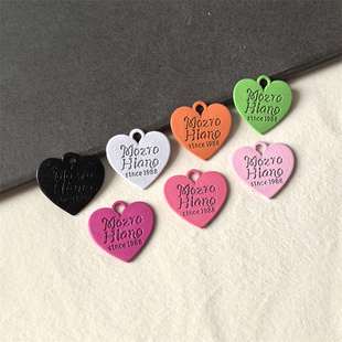 DIY饰品配件彩色喷漆糖果英文爱心挂牌吊牌合金手链吊坠项链挂件