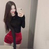 韩国时尚 t恤性感 弹力紧身微透长袖 舒适值得入女装 QZ舒适基础款