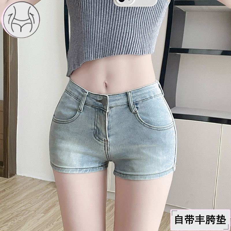 韩系自带丰胯垫辣妹低腰丰胯短裤女韩版弹力性感紧身包臀牛仔热裤