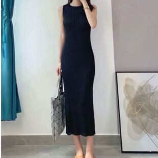 复古无袖针织背心裙女夏季高级感小个子收腰修身显瘦包臀连衣裙女