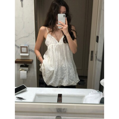 春夏韩国东大门时尚舒适新品潮流女装慵懒风法式蕾丝吊带连衣裙