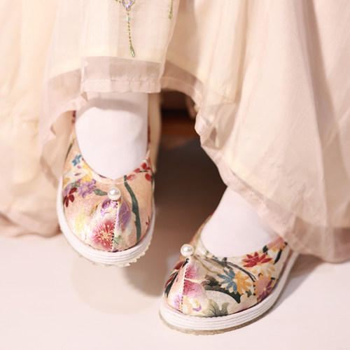 云河千色X江南朱记【万花锦绣】千层底汉服鞋古风布鞋平跟弓鞋