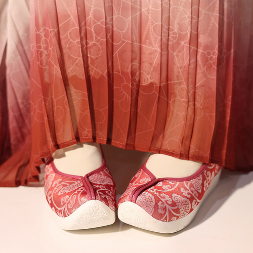 鸾羽x江南朱记汉服鞋联名款【灵芝】平跟登云履内增高厚底汉服鞋