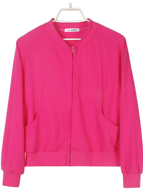 棉质卫衣女春秋新款0791-6圆领长袖拉链上衣纯色基础款舒适百搭潮