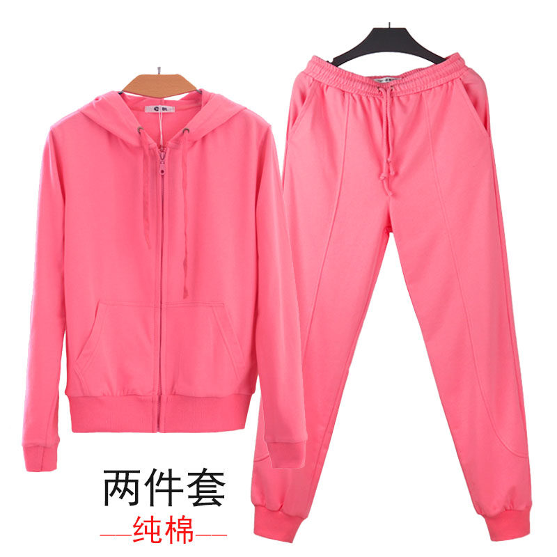 全棉休闲小脚裤2023年春季小个子运动卫衣套装女纯棉薄款两件套