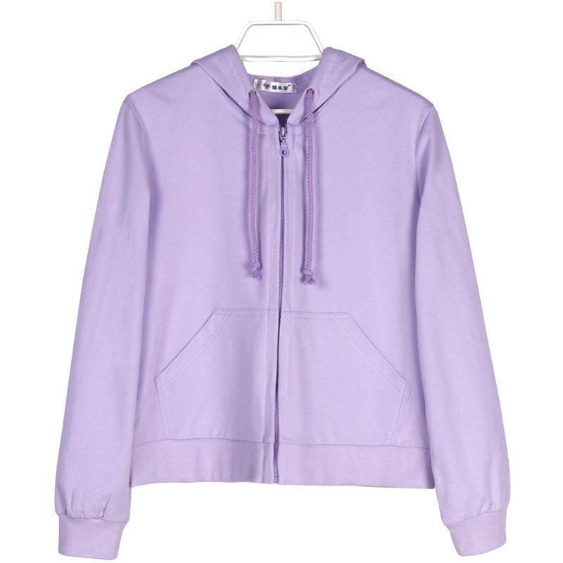 纯棉纯色卫衣女0743-6宽松韩版休闲上衣ins慵懒风百搭显瘦帽衫