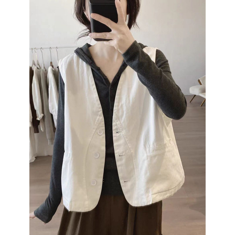 棉质马夹外套女士宽松显瘦背心女