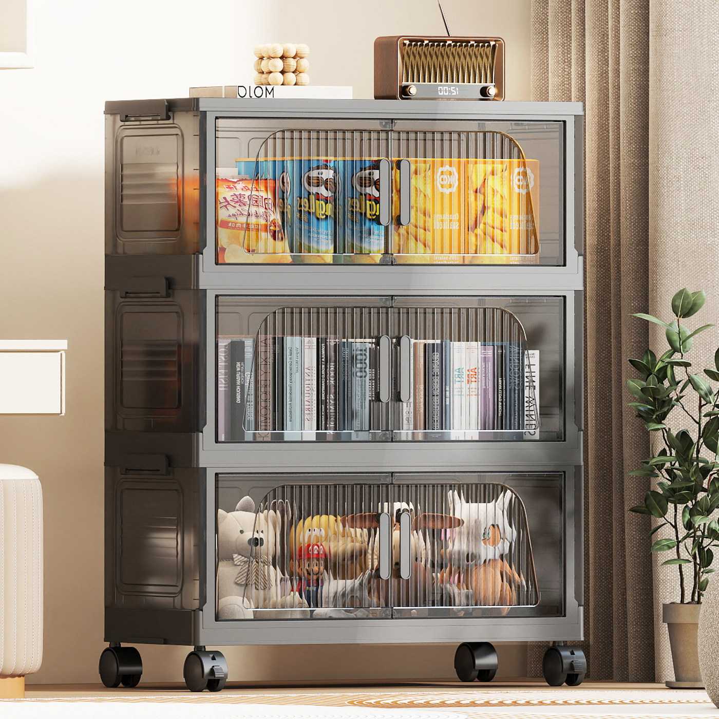 加厚收纳柜折叠置物柜家用卧室宝宝多层可以移动玩具储物柜零食柜