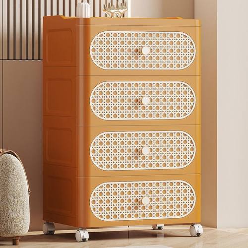 抽屉式收纳柜家用置物柜多层客厅墙边加厚五斗柜床头可移动储物柜